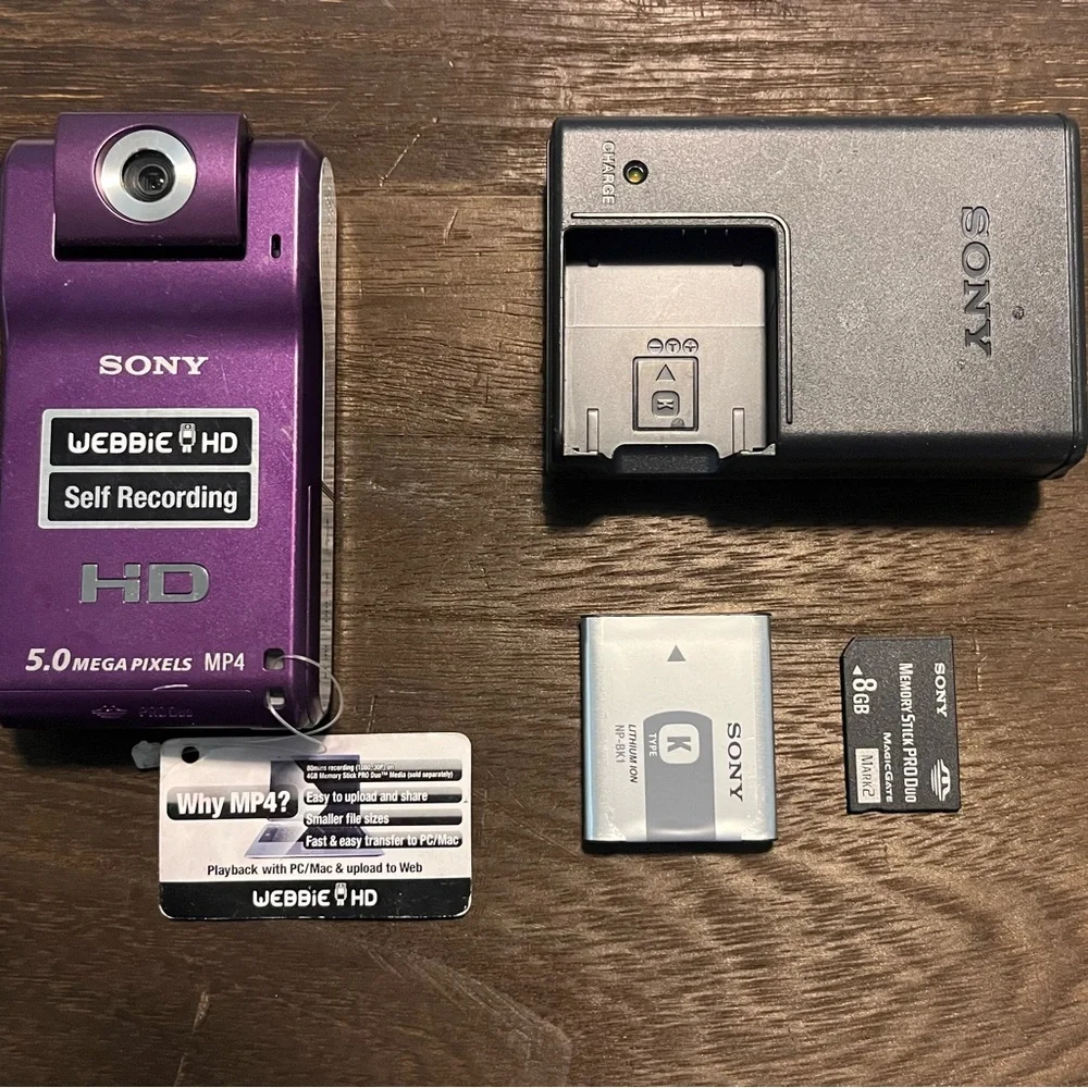Sony Webbie HD Self Recording Camcorder - Purple W/ Charger & Memory Card